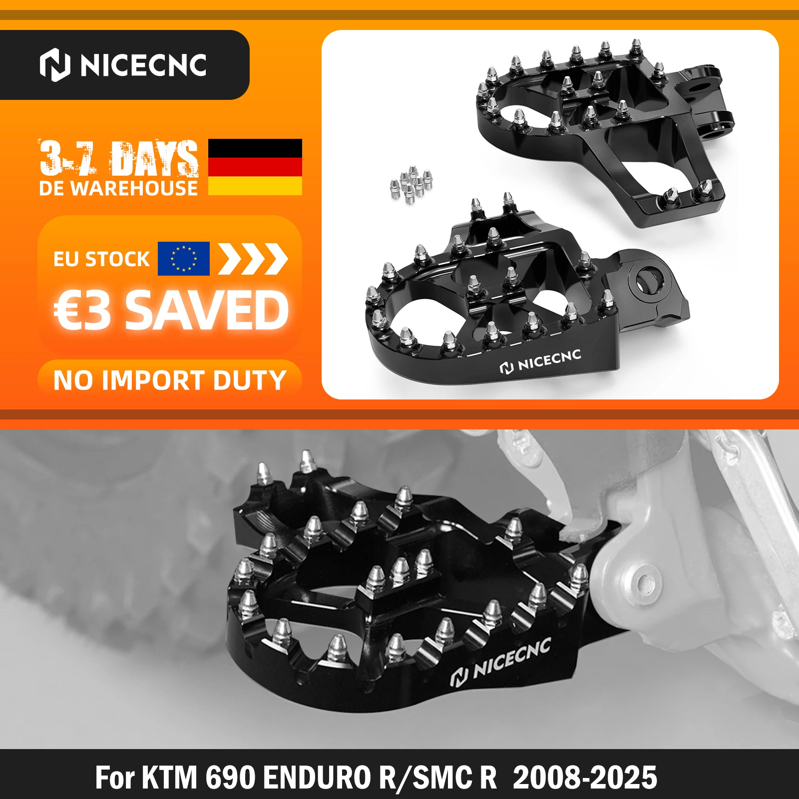 NICECNC Für KTM 690 Enduro R SMC R 2008-2025 950 990 Enduro R Adventure Supermoto 2003-2013 1050 1090 1190 1290 Adventure R S T 2013-2024 Verlängerte Fußrasten