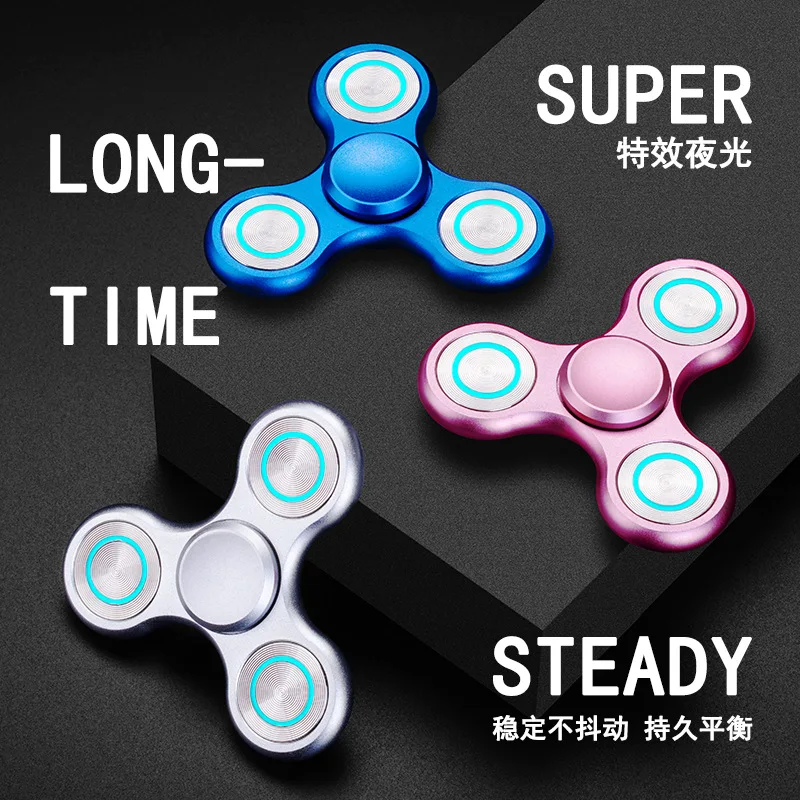 Neue Leuchtende Metall Fidget Spinner Aluminium Legierung Dreieck Hand Spinner Magie Rotierenden Dekompression Fingertip Spielzeug für Erwachsene