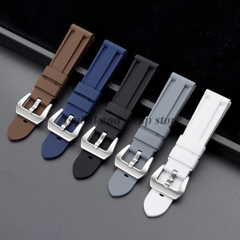 Silicone Rubber Watch Strap 20mm 22mm 24mm 26mm for Panerai for Omega for Casio Sport Band Replacement Waterproof Men's Bracelet