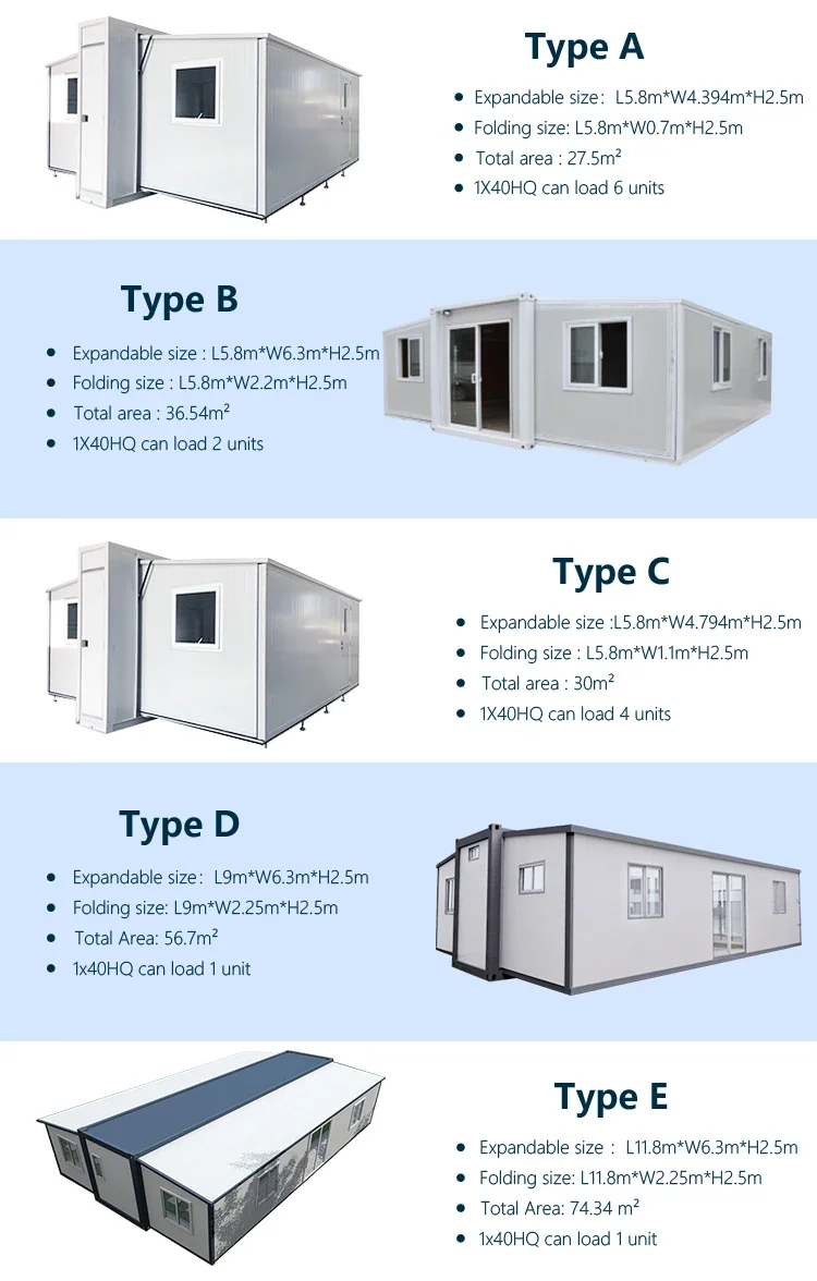 Tiny House Container, erweiterbares Containerhaus, 40 Fuß, 2 Schlafzimmer, kleine Häuser, versandfertig für den Urlaub zu Hause