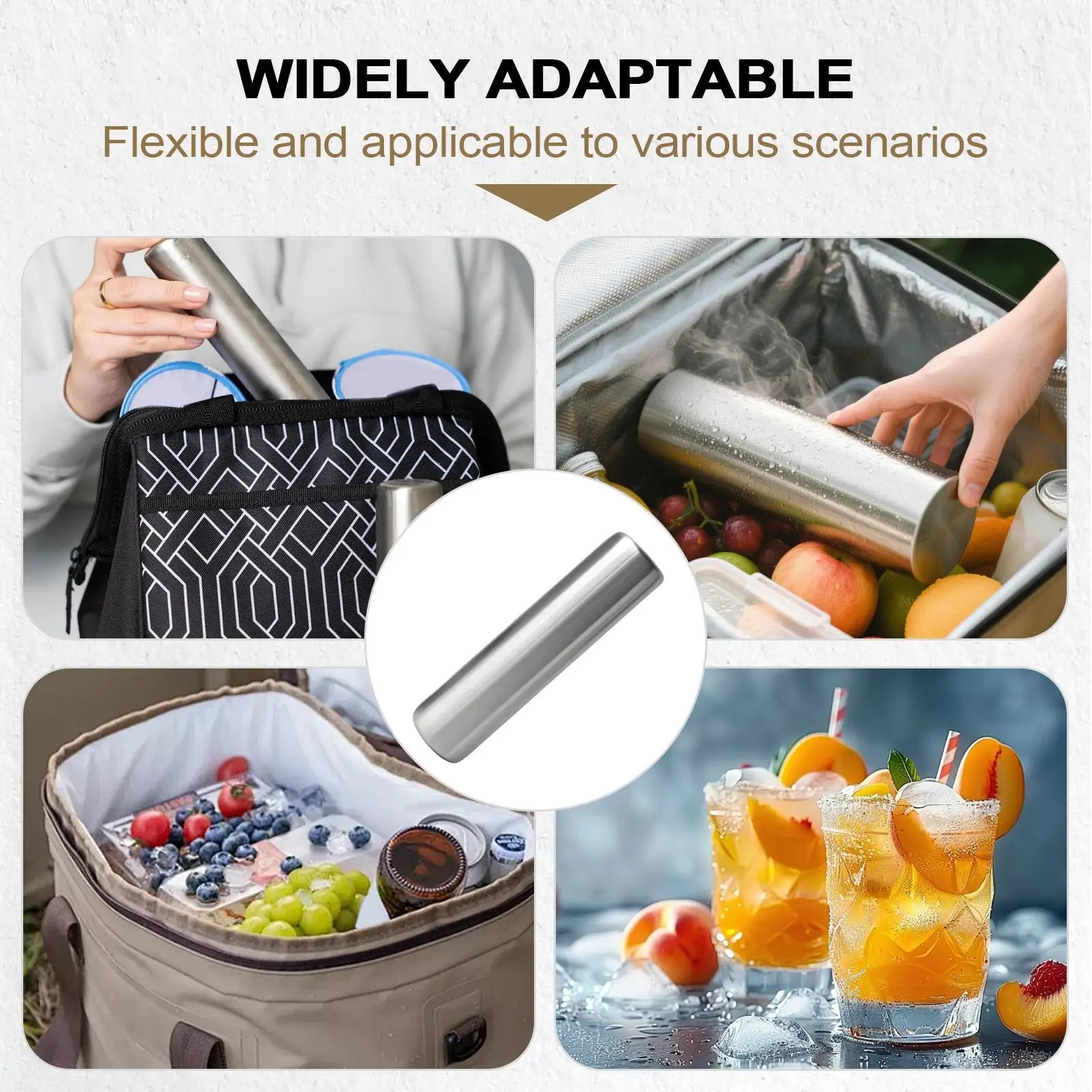 Stainless Steel Freezable Ice Cooling Blocks Kitchen Cylinder Ice Packs for Lunch Boxes and Cooler Bags Wine Beer view 6