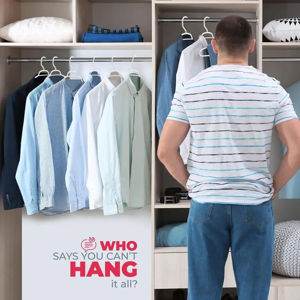 Large & Wide Heavy Duty Clothes Hangers 50+ Pack (72 Count) – Made in USA – Ideal or Plus Size Clothing – 10lb Plastic Hangers w view 4