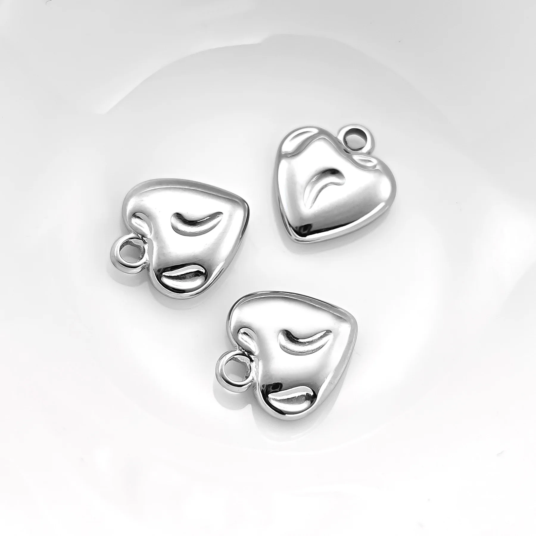 5개 세트 정밀 연마 스테인리스 스틸 참 피치 하트 펜던트 쥬얼리 DIY 골드 귀걸이 팔찌 목걸이 액세서리