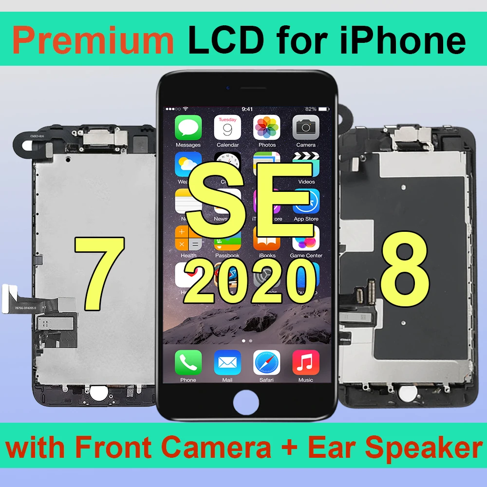 No.1 Dispay For iPhone 7 8 Plus SE 2020 7P 8P LCD Screen Full Set Assembly Complete Touch Digitizer Replacement Kit with Camera