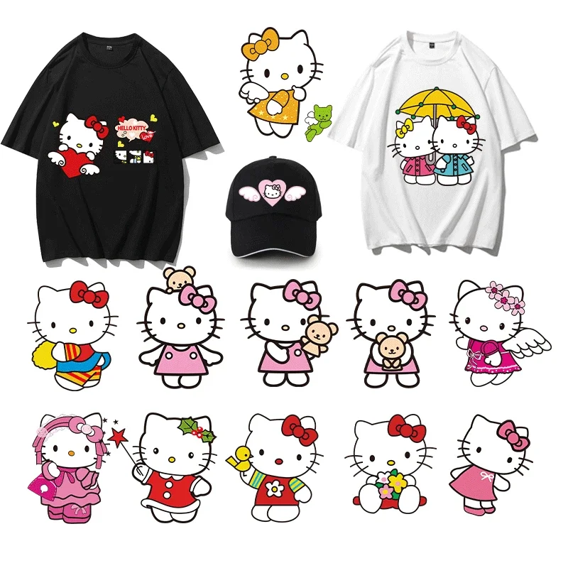 Children's Cute Cartoon Character Hello Kitty Sticker Girl Creative Fashion Clothing Hot Stamping Sticker Youth Computer 2024