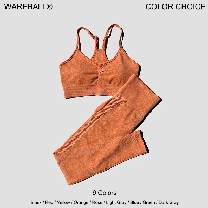 WAREBALL 4 Sizes High Waist Leggings+Push Up Bra Set Seamless Gym Set Women Fitness Yoga Set Sports Suits Workout Sportswear