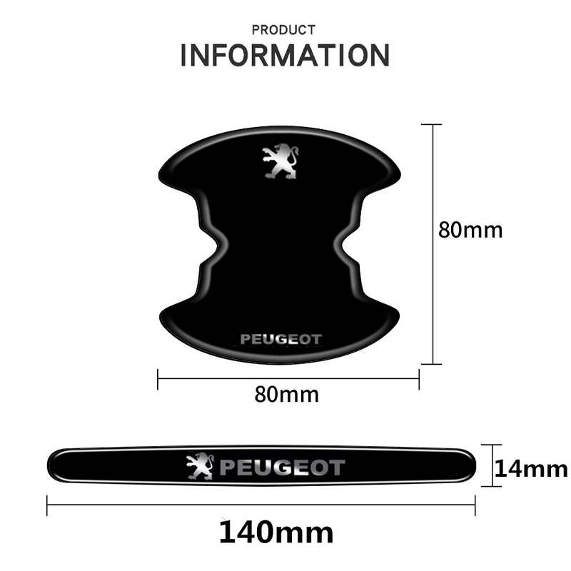 مقبض باب السيارة السلطانية ملصقات واقية مقبض السيارة المضادة للتصادم قطاع لبيجو 206 307 308 3008 207 208 408 508 2008 5008 #5
