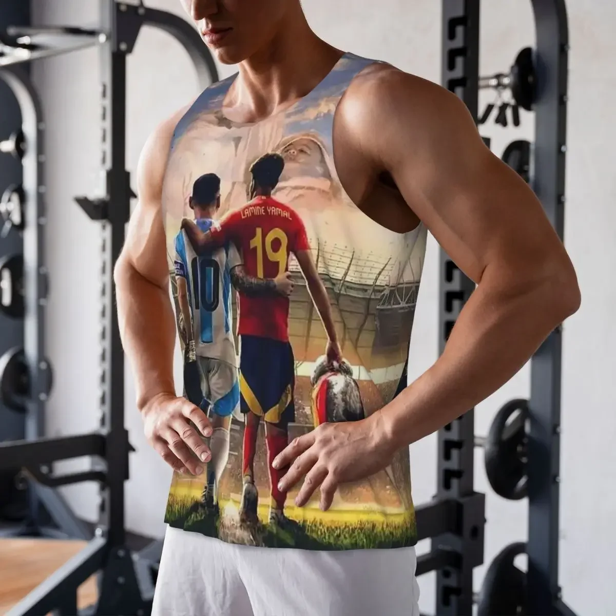 Quick Dry LY-Lamine Yamal And M-Messi Gym Tank Muscle Sleeveless Shirt Bodybuilding Breathable Vest
