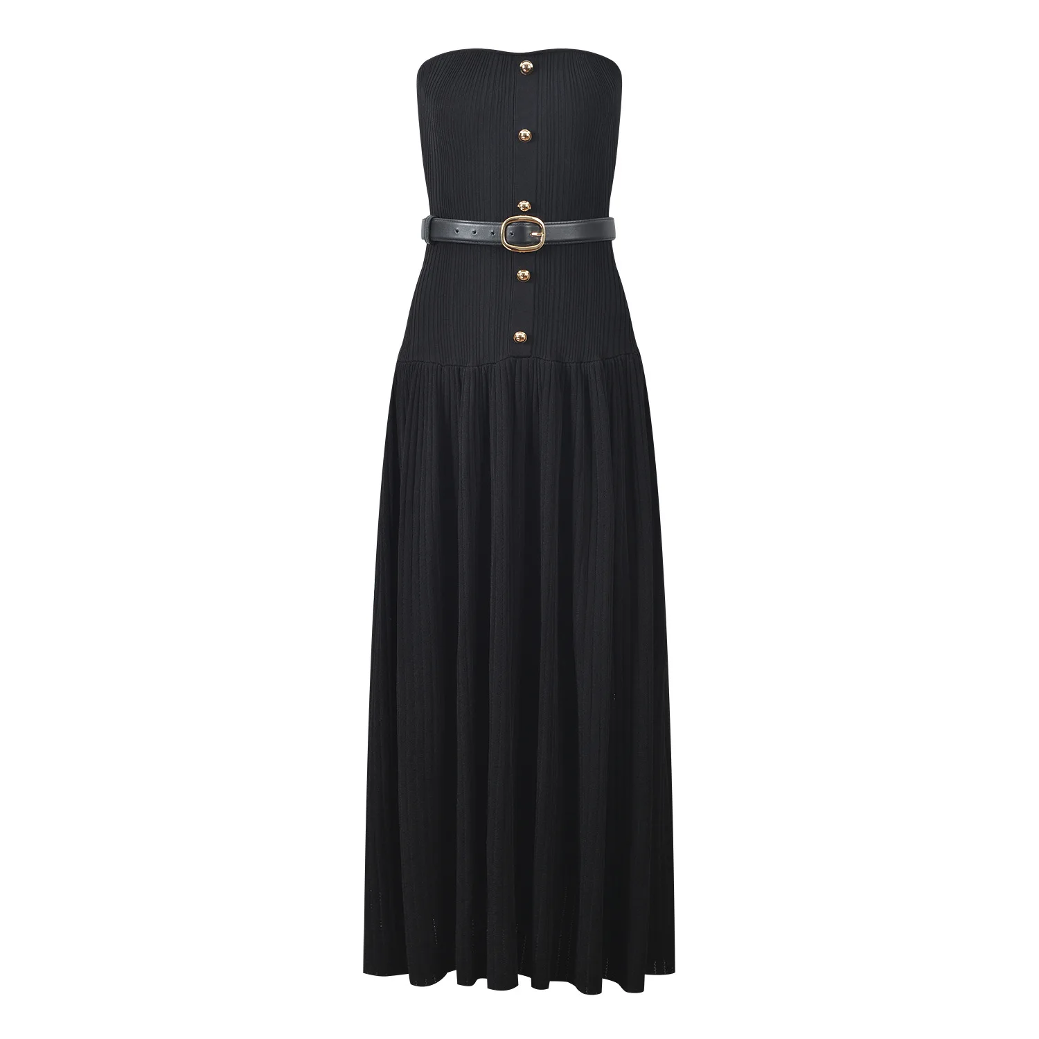 ZJYT Spring Summer Strapless Long Knitting Sweater Dresses for Women 2026 Fashion Elegant Sexy Party Dress Black Vestidos Female