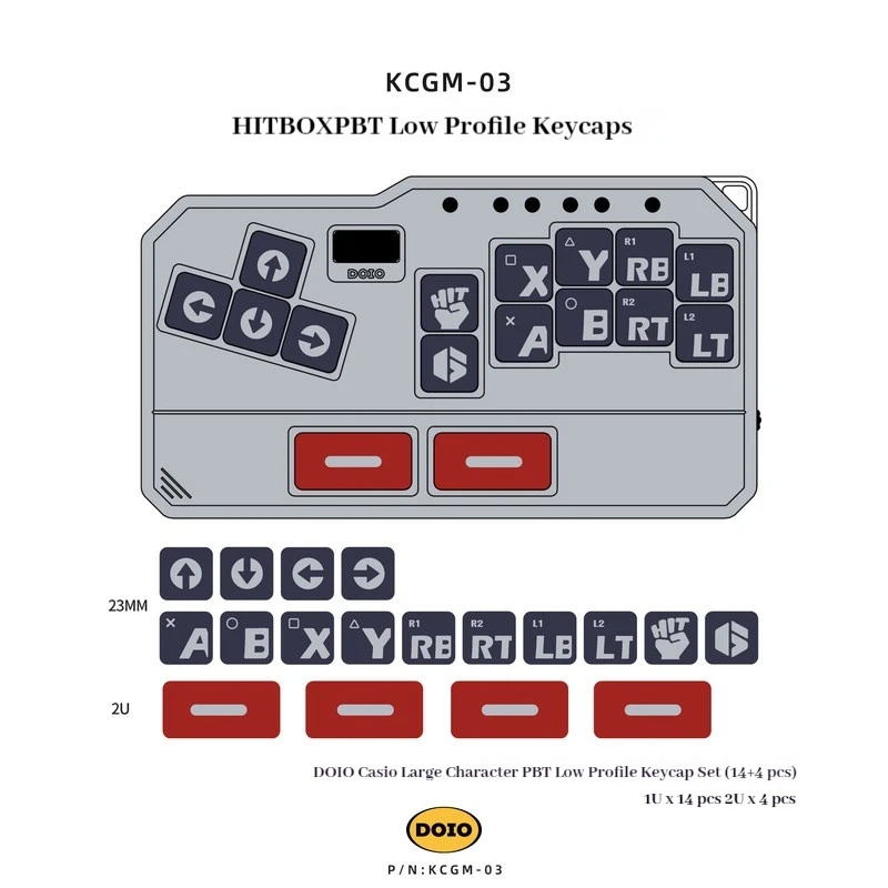 Doio Kcgm-03 Hitbox Low Profile Keycaps Set Sakura Pink Square Pbt Dye Sublimated 18 Keys Mixbox Hitbox Gaming Keypads Keycap