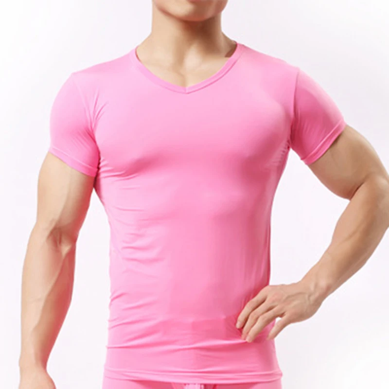Heren pure ondershirts man ijszijde mesh doorzichtige basics shirts sexy fitness bodybuilding ondergoed