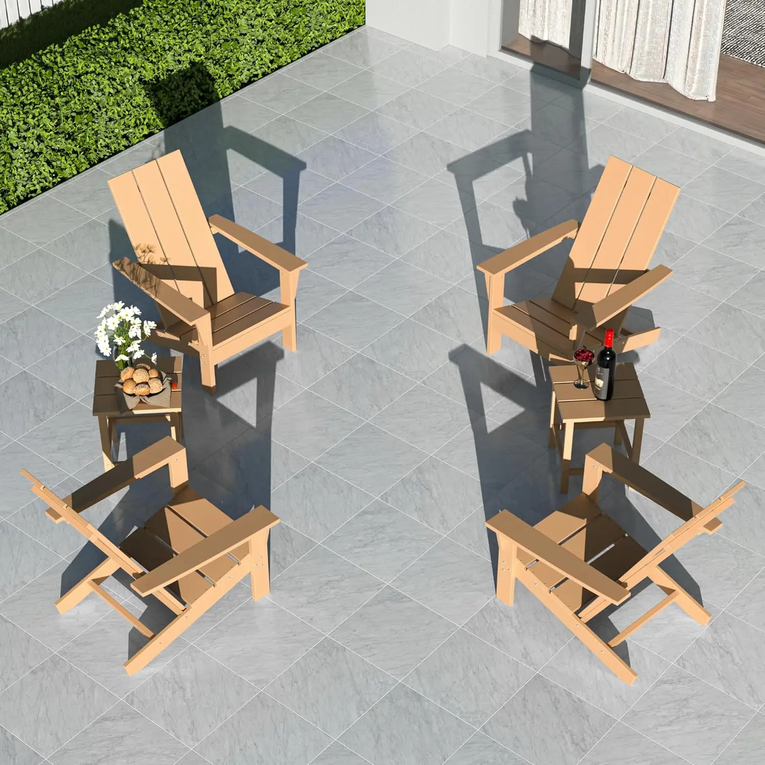 

6 Pieces Chair Set Outdoor Chair Plastic HDPE All-Weather Chairs Outdoor Fire Pit, Customized