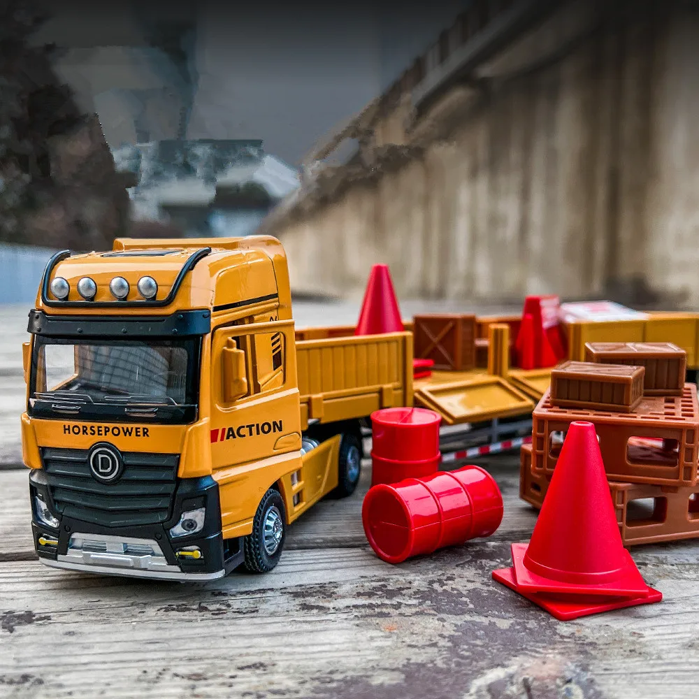 1: 32 alloy pull back engineering transport vehicle model,simulated sound and light toys,children's gifts,wholesale