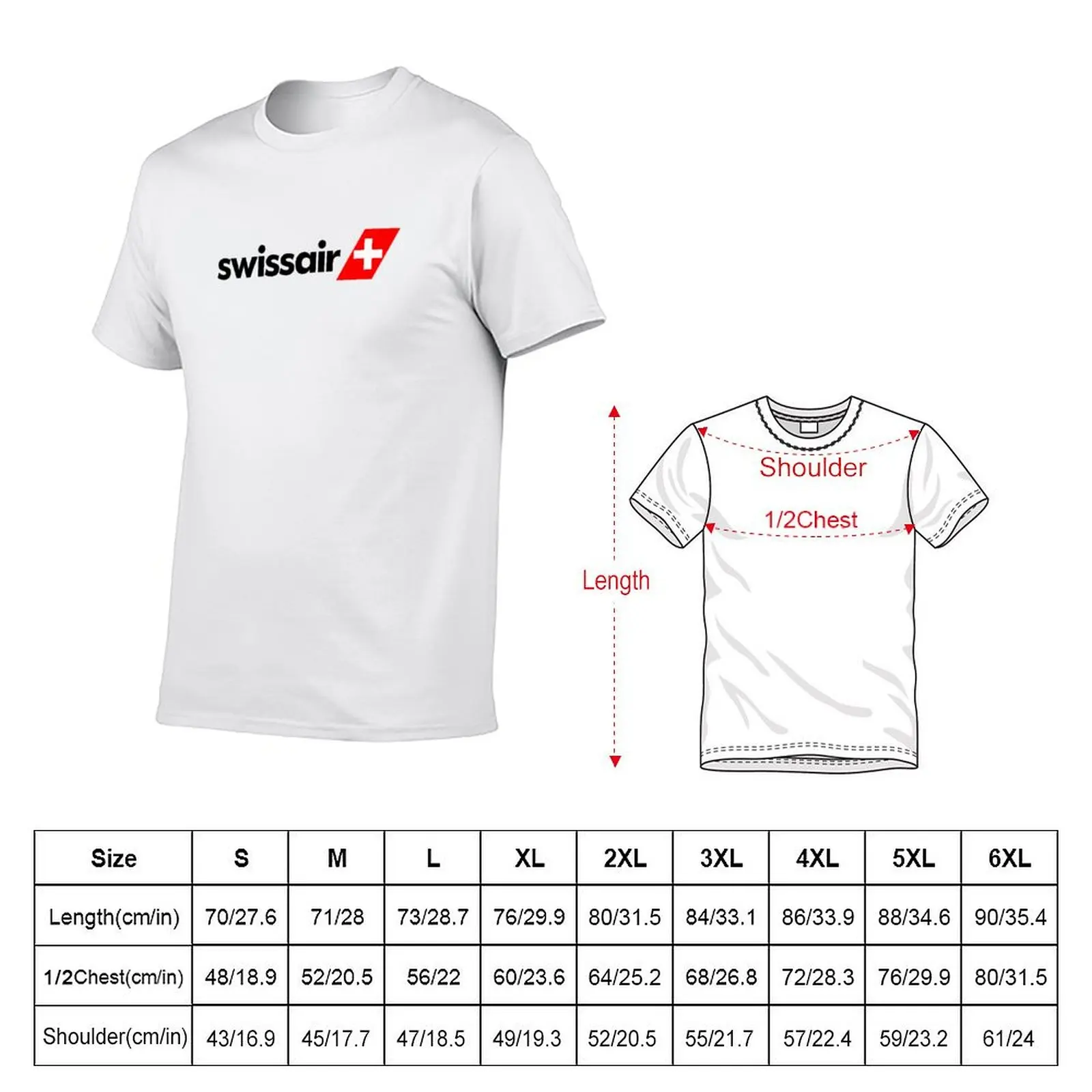 Swiss International AirLines (Black Text) T-Shirt Casual Lightweight Short Sleeve Top