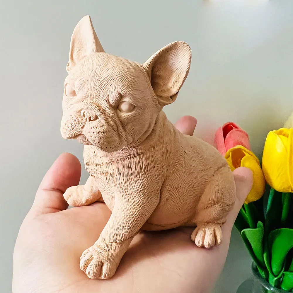 Bulldog Silicone Mold Animal Mold Pet Dog Plaster Ornament Mold Prayer Dog Mold Suitable for Making Candle Soap Clay