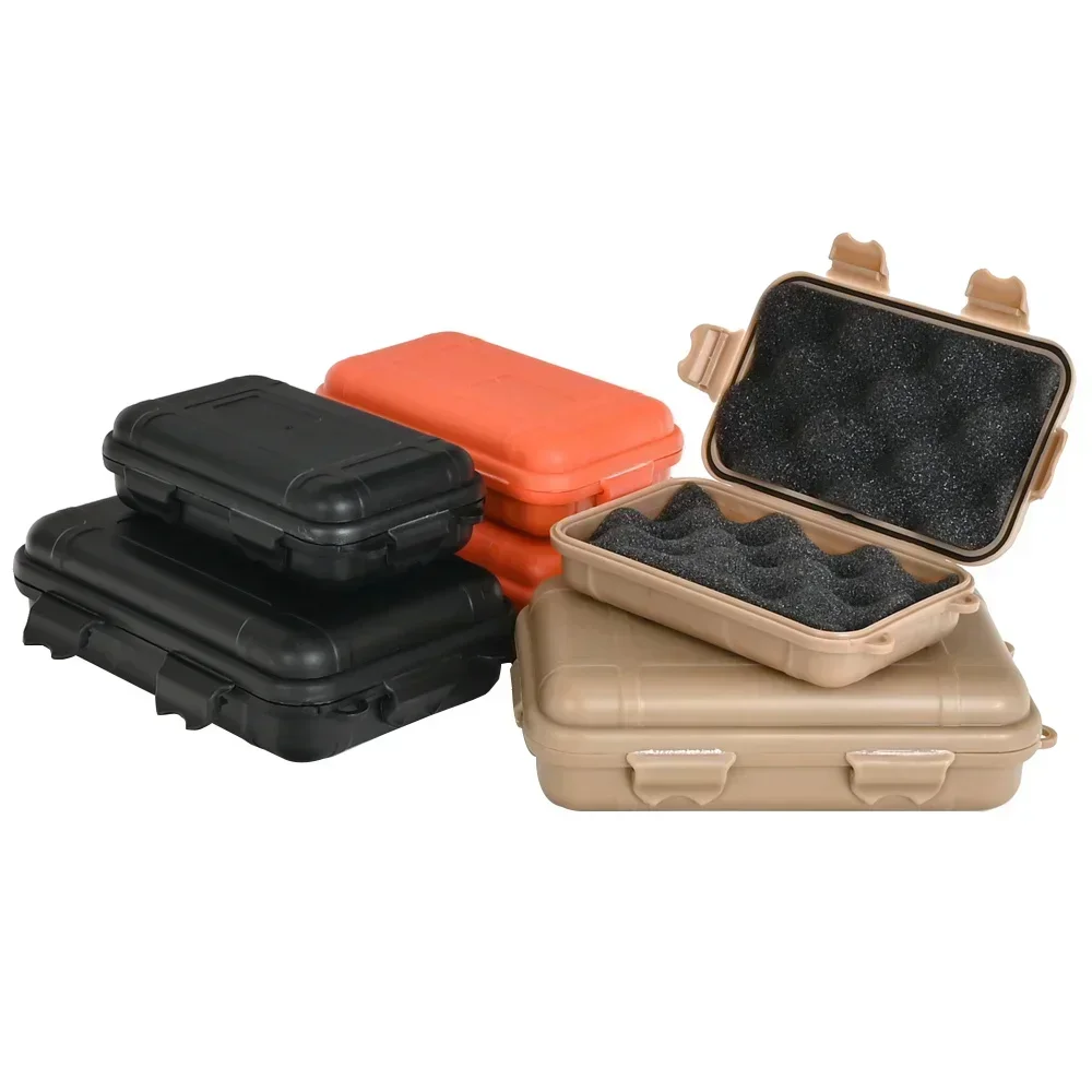 Outdoor Shockproof Waterproof Boxes Survival Airtight Case Holder Storage Matches Tools Travel Sealed EDC Containers with Foam