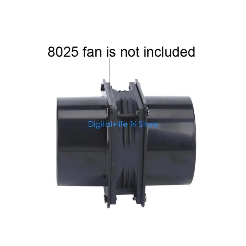 E06D Square to Round Duct Transition for 80 x 80 x 25 mm Fan Units, Four-Hole Mounting Plate with 72 mm Hole Spacing, 73 mm