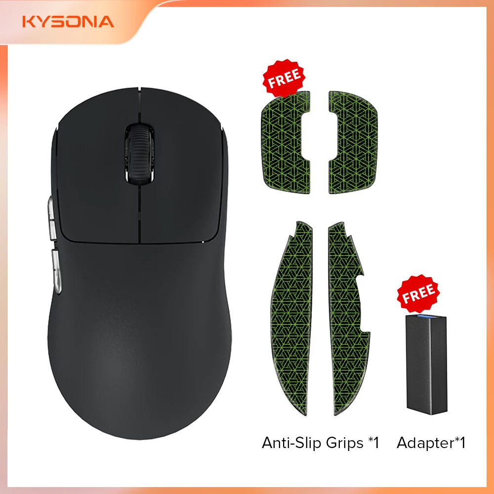KYSONA Aztec Black Gaming Mouse PAW3395 Wireless Mouse 55g Ultra-Light 26000DPI 90 Million Optical Computer Mice For Laptop PC