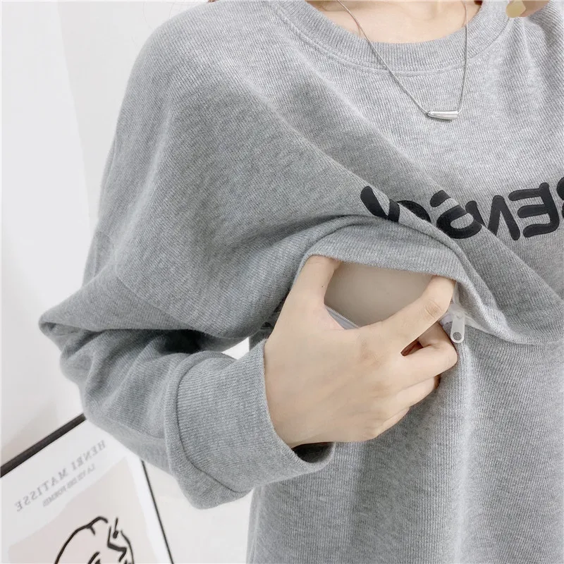 Maternity Nursing Sweatshirt Loose Sweatshirt Pullover Breastfeeding Clothe Autumn Cotton Jacket For Nursing Mothers Maternitty