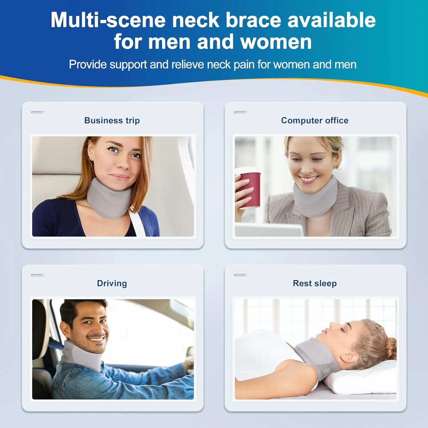 Neck Brace for Sleeping -Cervical Collar Relief Neck Pain and Neck Support Soft Foam Wraps Keep Vertebrae Stable for Women & Men