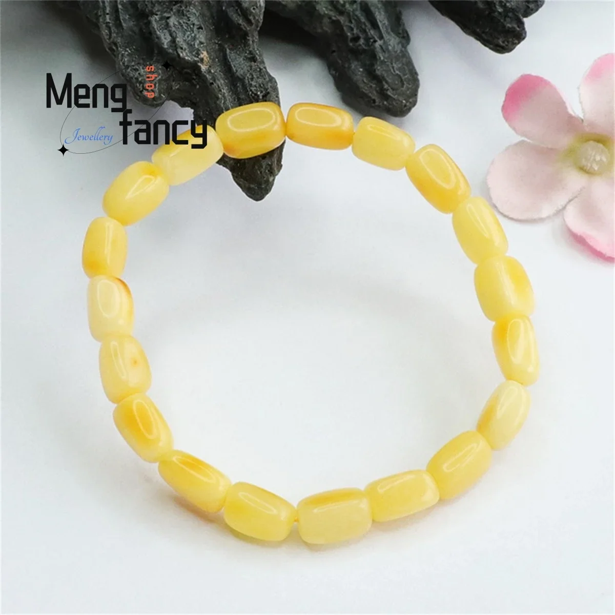 Natural Honey Wax With Amber Pineapple Beads Bracelet Simple Generous Personality Vintage Fashion Men Women Couple Holiday Gift