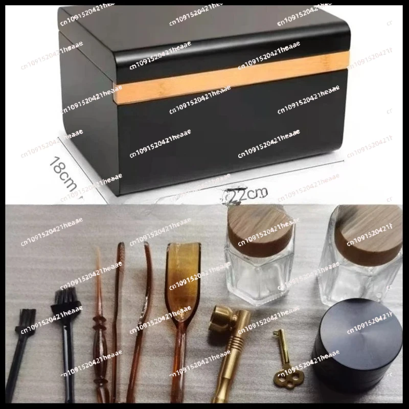Suitable for Tray Bamboo Storage Container Lock with Glass Jars Gift Box Set Password Box