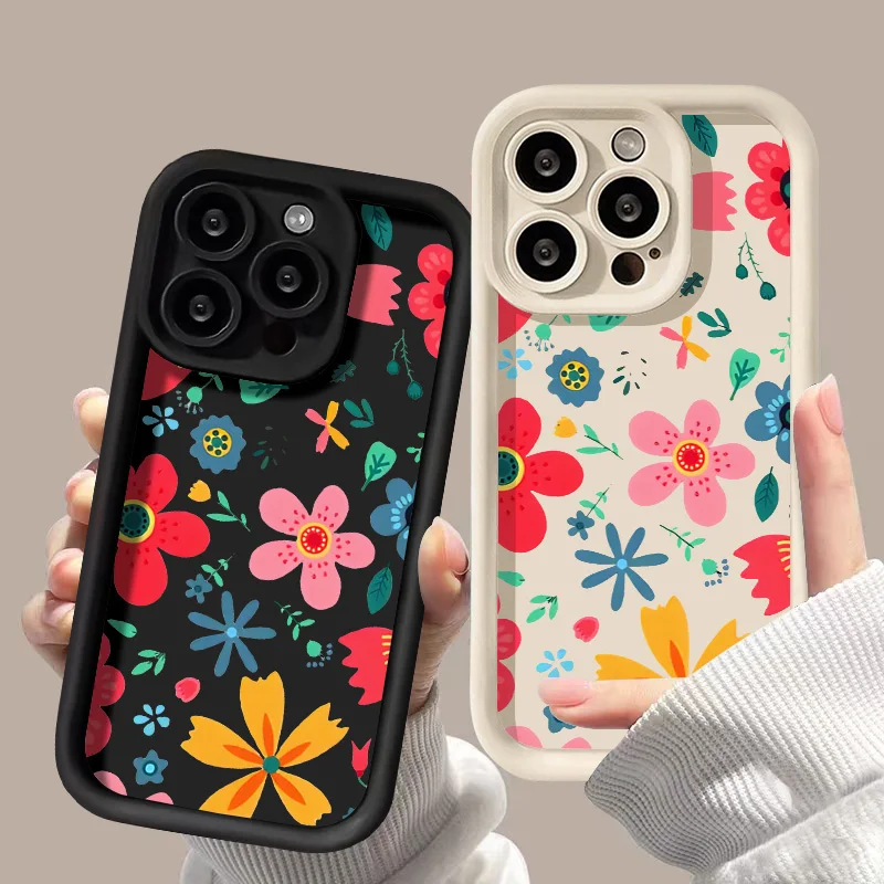 

Liquid Silicone Case For iPhone 11 Case iPhone 12 13 14 15 Pro Max XS X XR 7 8 Plus SE 2020 2022 Coloful Floral Shockproof Cover