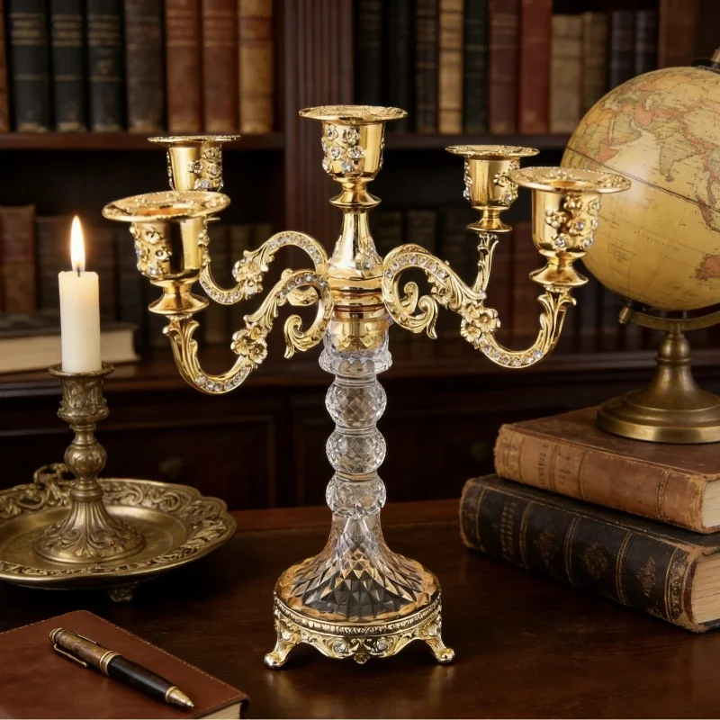 Vintage Candle Holder Romantic Wedding Decoration Candlestick Restaurant Desktop Candle Holders Luxury Decorative Ornaments