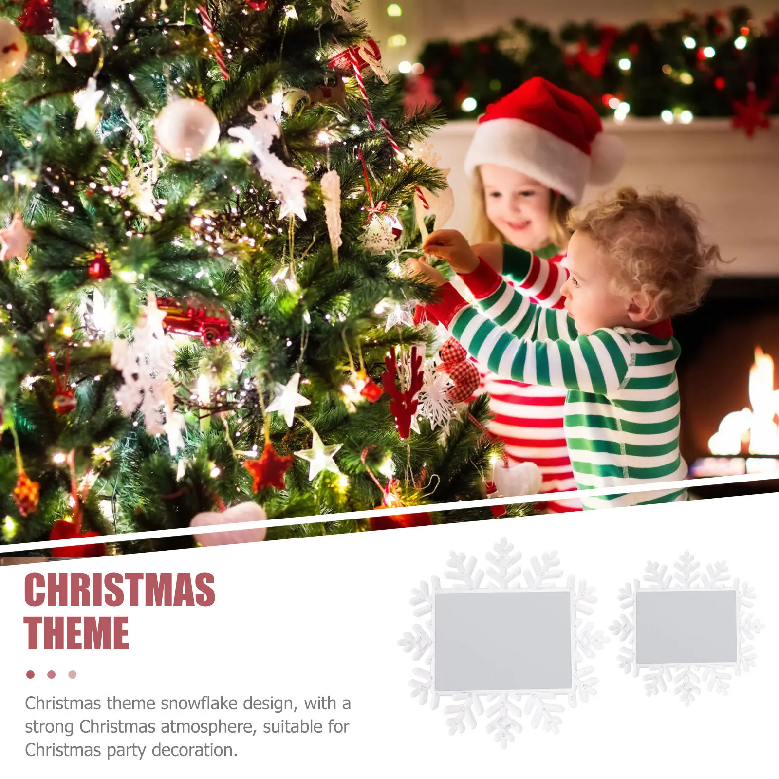 

2pcs Snowflake Photo Frame Pendant Christmas Tree Decorations Transparent Ornaments for Holiday Home Decoration