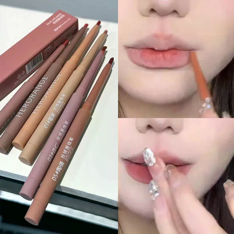 Nude Matte Velvet Lip Liner Pencil Waterproof Non-Stick Cherry Red Lip Contour Pen Women's Makeup for Perfect Lip Definition