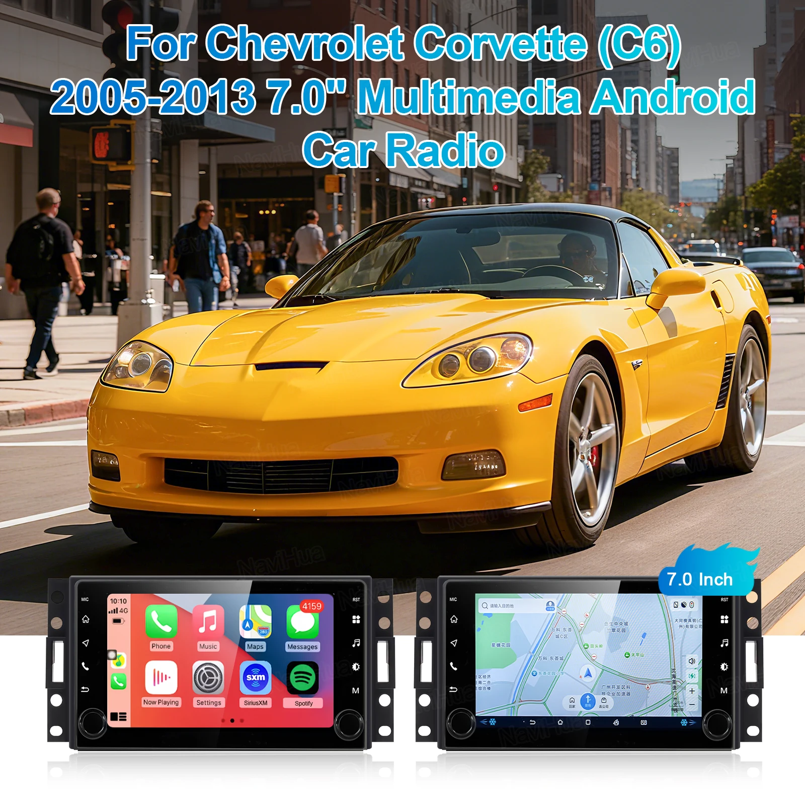 

7-дюймовый Carplay Android 13 для Corvette C6 2005-2013 Автомобильный GPS-навигатор Автомобильный радиоприемник Мультимедийный плеер Медиа Авто Стерео