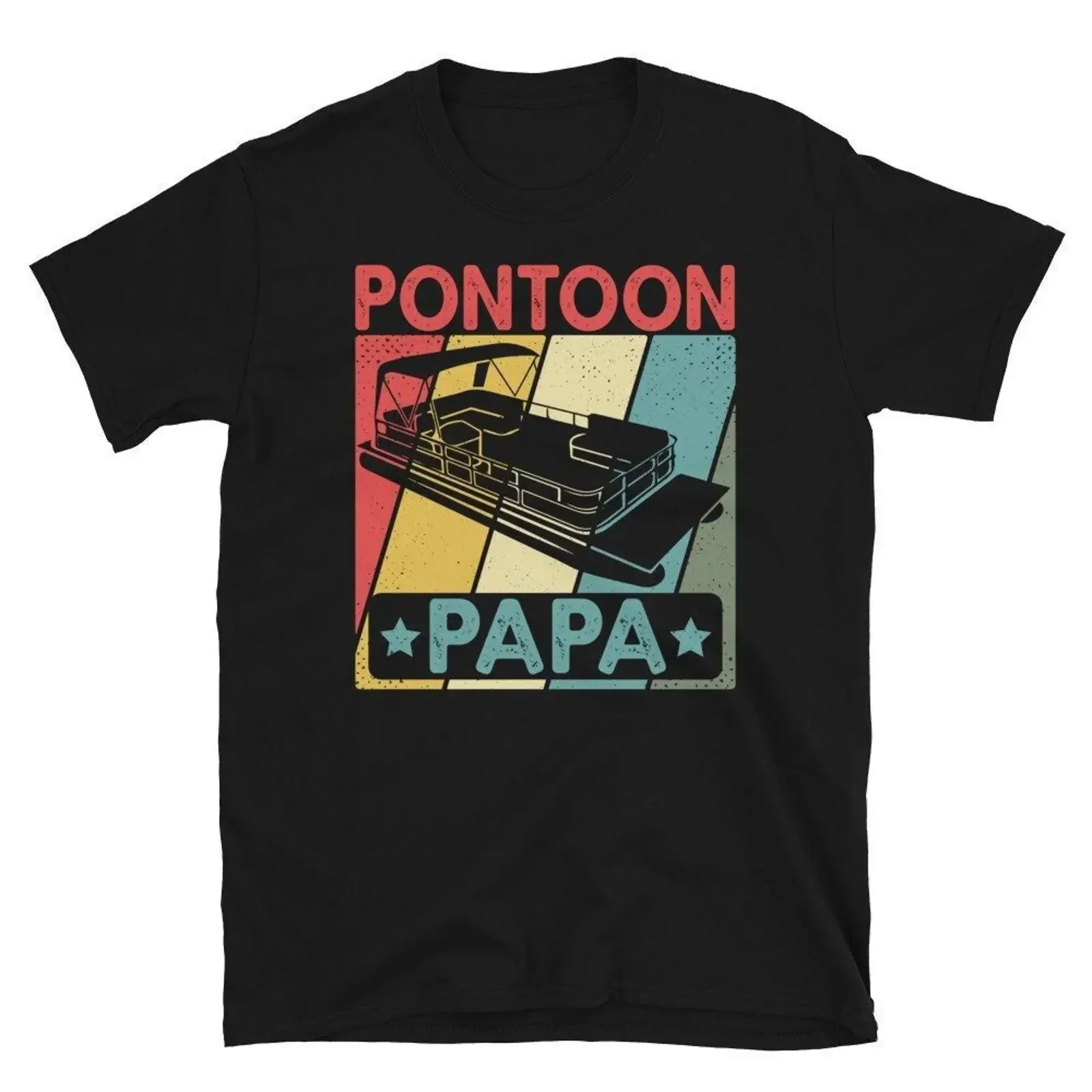 Retro Pontoon Papa T Shirt Funny Captain For Men Vintage Boat Life Pontooning Dad Grandpa vintage Washed graphic Stylish Soft