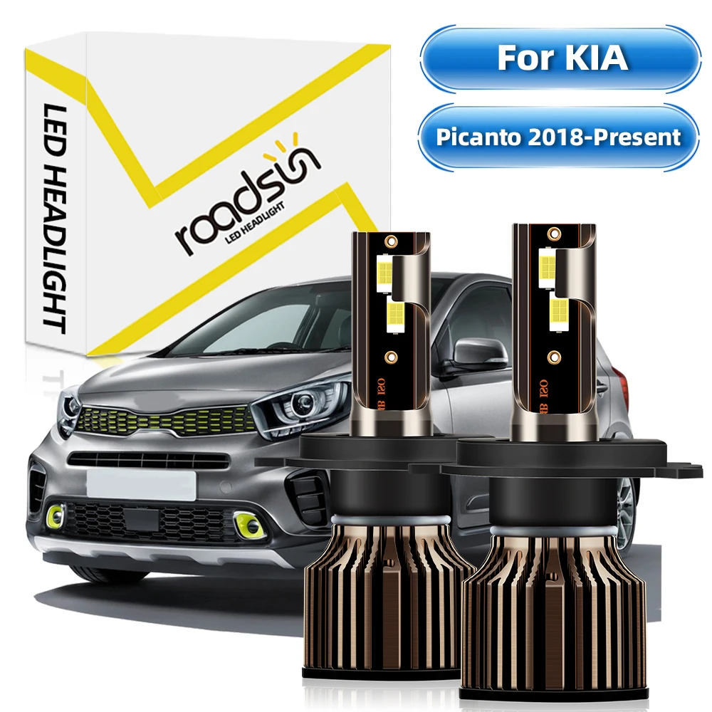 【For KIA Picanto 2018-Present】LED Car Headlight Bulbs H4 Hi-Lo Beam Headlamp 6000K White 27000LM 400% Super Bright Plug And Play