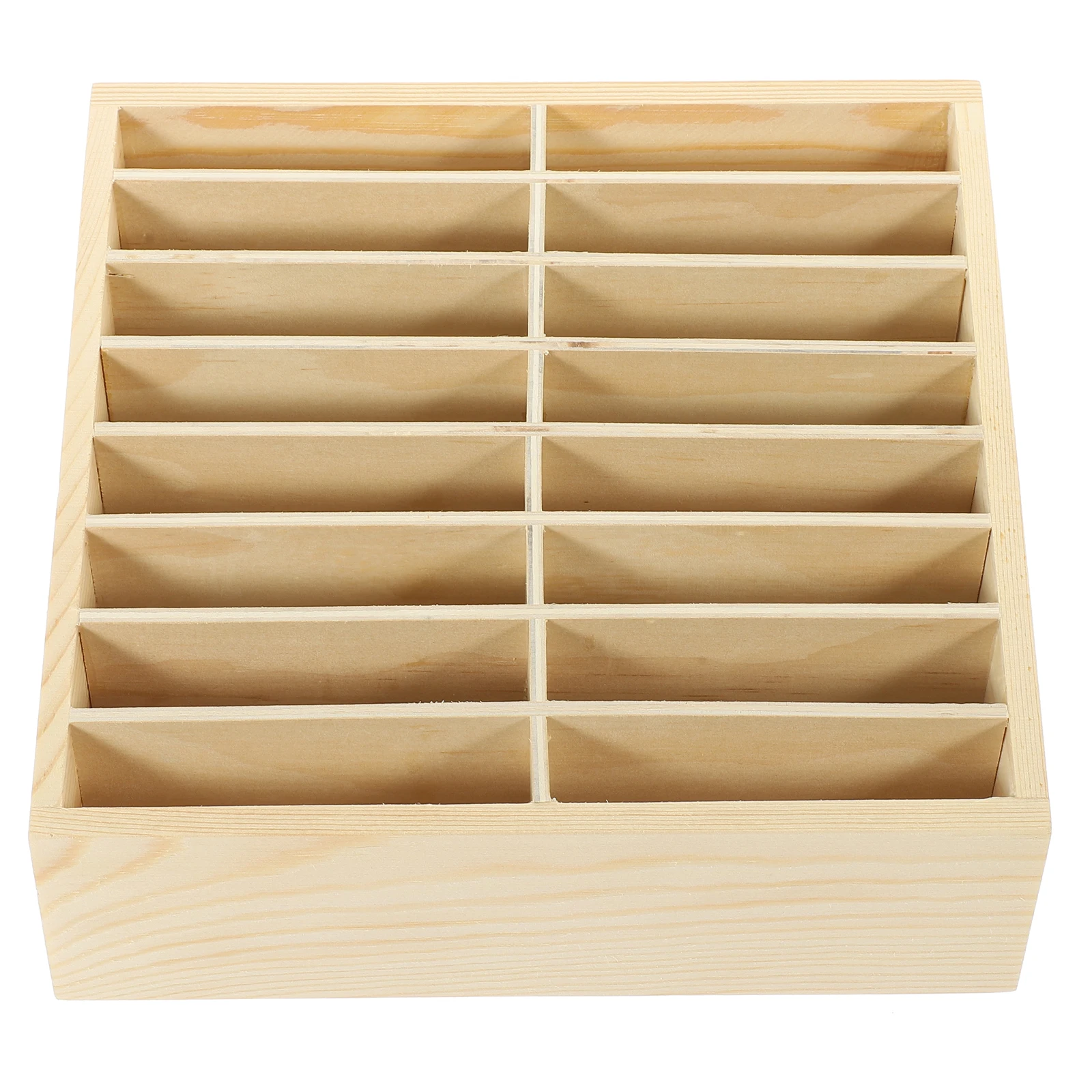 

16-Grid Phone Management Box Natural Wood Office Desk Organizer for Smartphone Cards Scissors Pencil Multi-Grid Tidy Solution