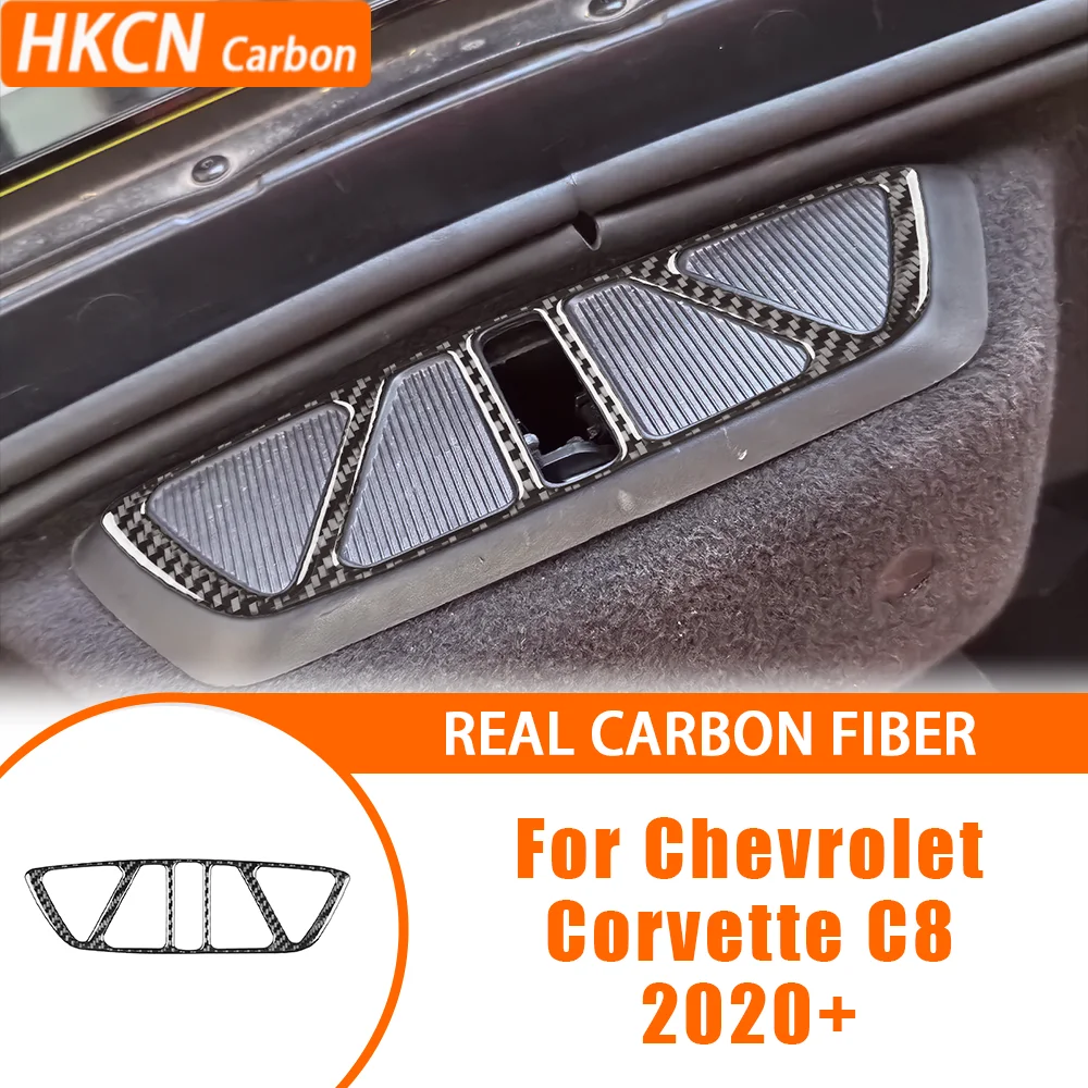 

For Chevrolet Corvette C8 2020+ Carbon Fiber Car Accessories Rear Trunk Buckle Panel Interior Cover Tirm Sticker Modification