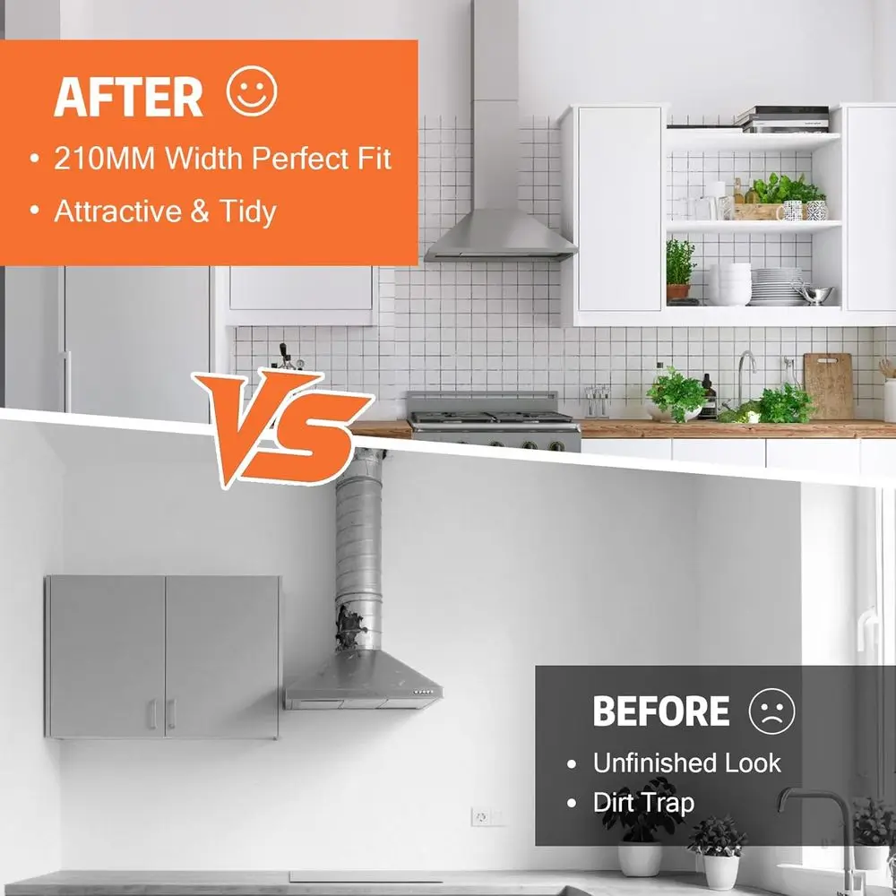 レンジフード用煙突延長パイプ 1/4 x 6.7 x 63インチ、31.5-63インチ ステンレス鋼煙突ダクト 調整可能なカバー 天井用、換気口延長