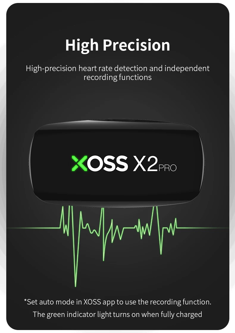 XOSS X2 Pro Heart Rate Monitor Sensor Rechargeable Battery Charger Stores Of Data For Swimming Sailboat Fitness Running Cycling