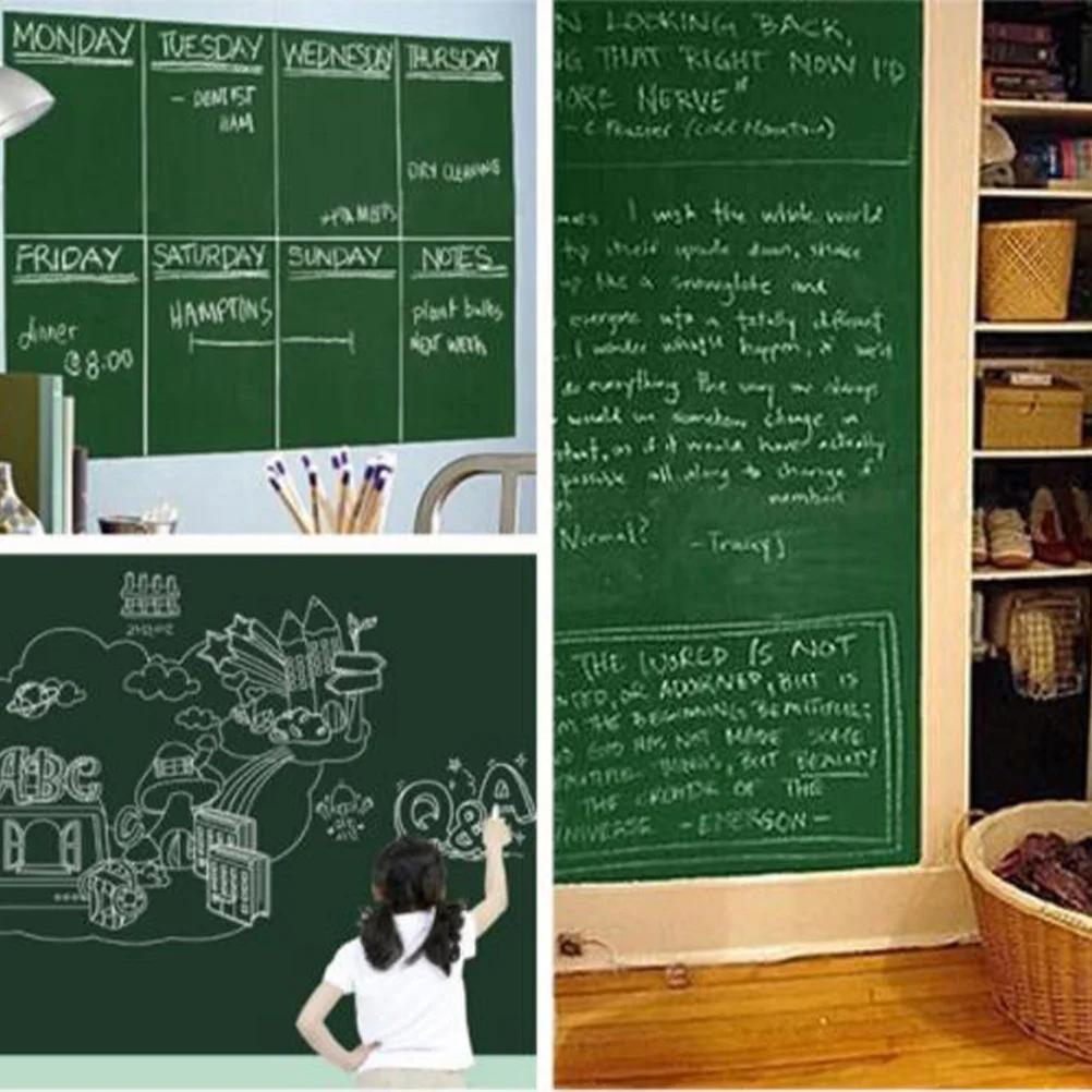 

45X200Cm Blackboard Wall Sticker Premium Pvc Reusable Diy Chalk Writing Surface Roll For Kitchen Office School Use Blackboard