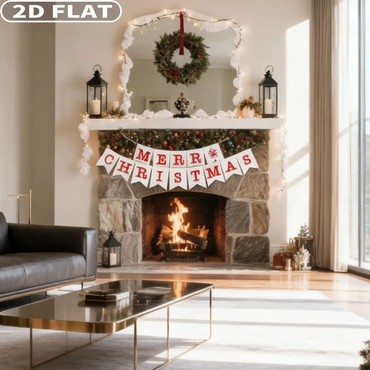 

16pcs Merry Christmas Party Packs Banner 5x7 Inch Merry Christmas Sign White Red Xmas Bunting Garland Hanging Decorations