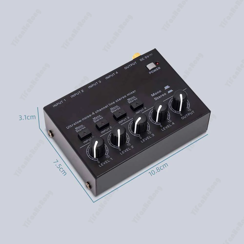 MAX400 Mixer Mini Low Noise Sound Mixer Ultra Compact Professional Sound Mixer 4 Channel Mixer Stereo RCA Output For Guitar