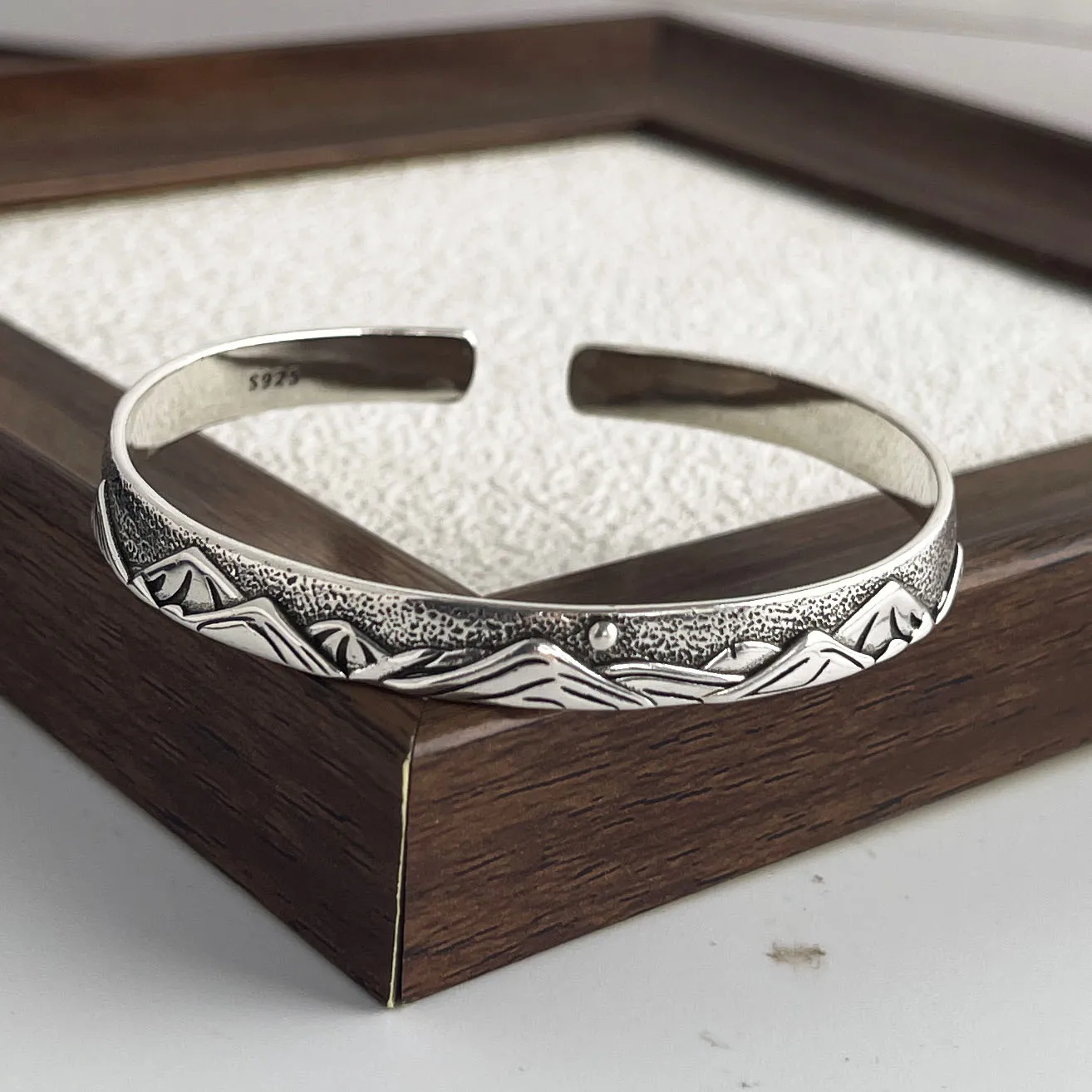 100 % massives 925er-Sterlingsilber-Retro-Armband für Damen und Herren, Vintage-Armband, handgefertigt, Blumenmuster, Geburtstagsgeschenk