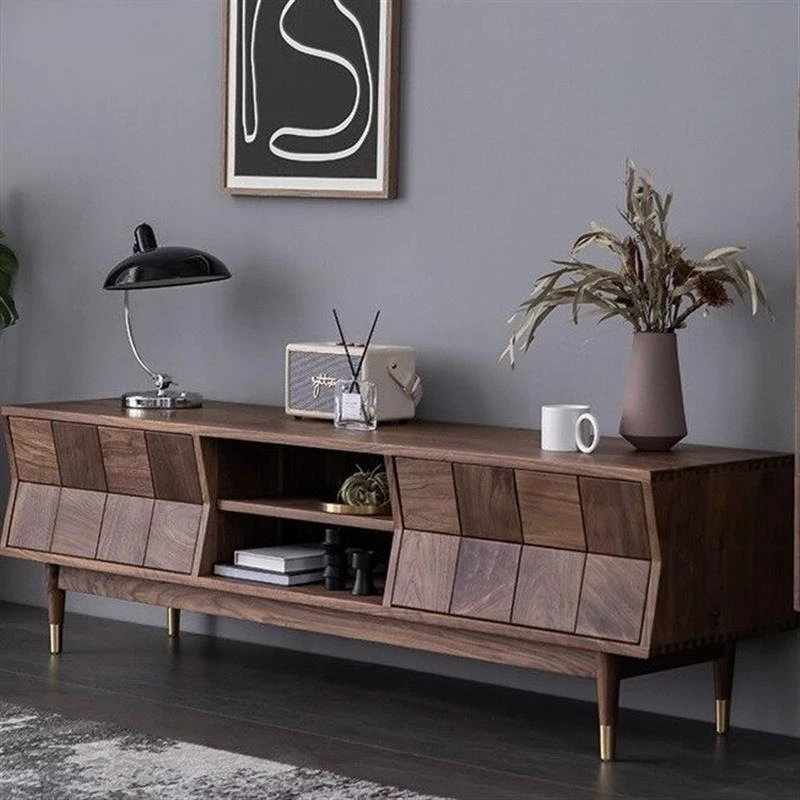 Nordic all-solid wood TV edge, small apartment locker