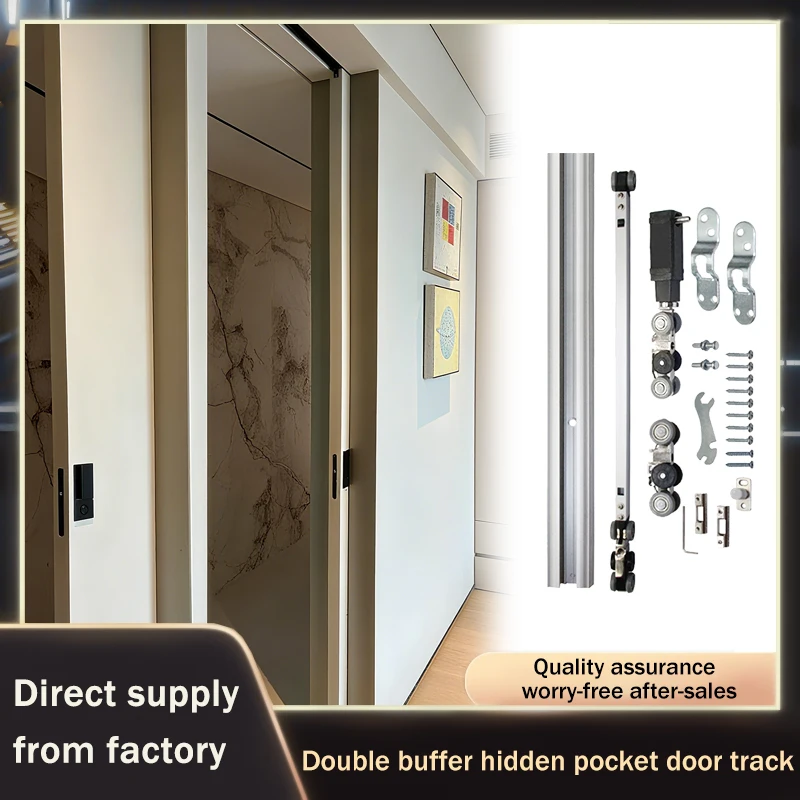 Push To Open Pocket Door Hardware Kit With Dual Soft Close Hidden Track System Maintenance Free For Kitchen Sliding Doors