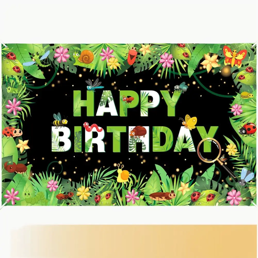 Party Decorations Green Birthday Banner Butterfly Reptile Girls