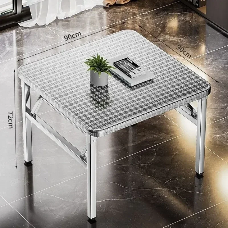 Multipurpose Stainless Steel Square Folding Table Extra Thick round Corner for Dining Barbecue Work Night Market Stall Kitchen