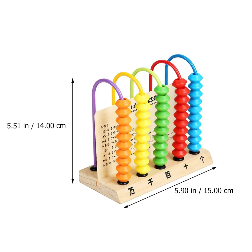 Abaco in legno Perline di conteggio educative 5 aste 10 Perline colorate Strumento di apprendimento matematico per bambini Calcolo precoce Cognitivo