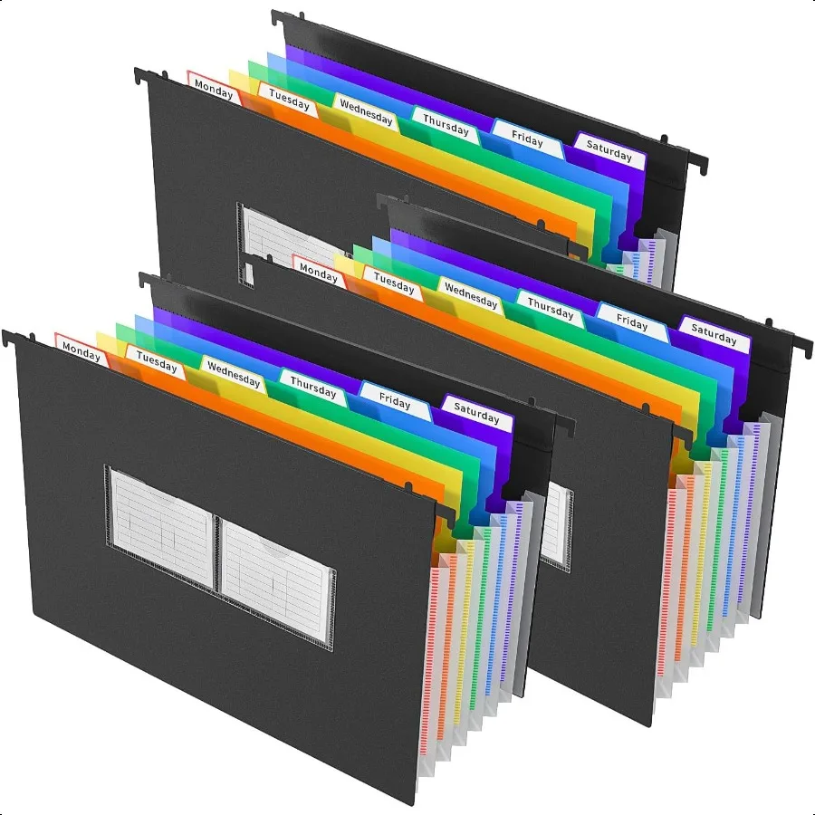 

Plastic Expanding Hanging File Folders for Filing Cabinet1 3Cut Tab 7 Pockets Accordion Dividers Folder MultiColor Tabs Large C