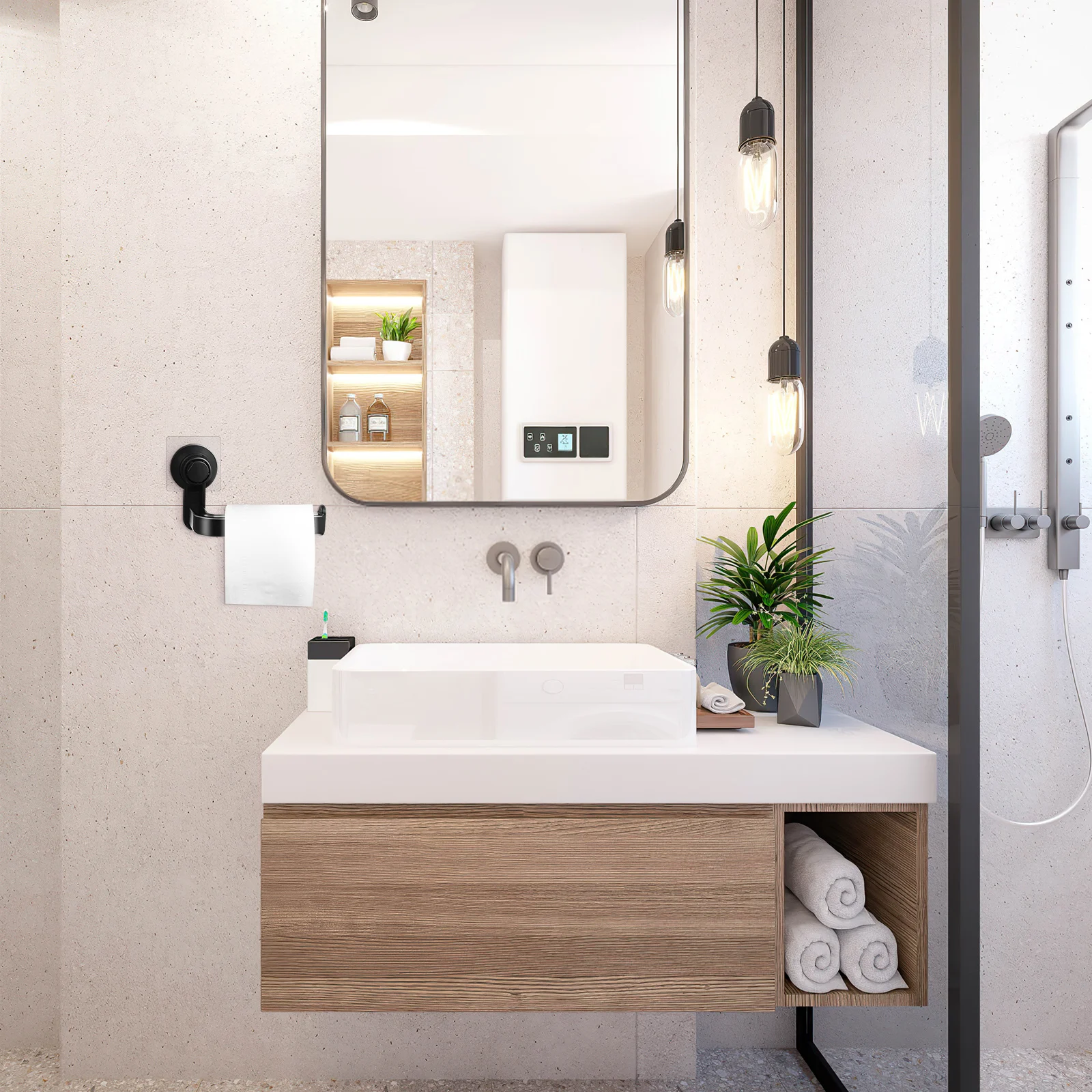 

Wall Mounted Paper Towel Holder Durable ABS Tissue Paper Holder Space Saving Bathroom Organizer For Home Office Hotel