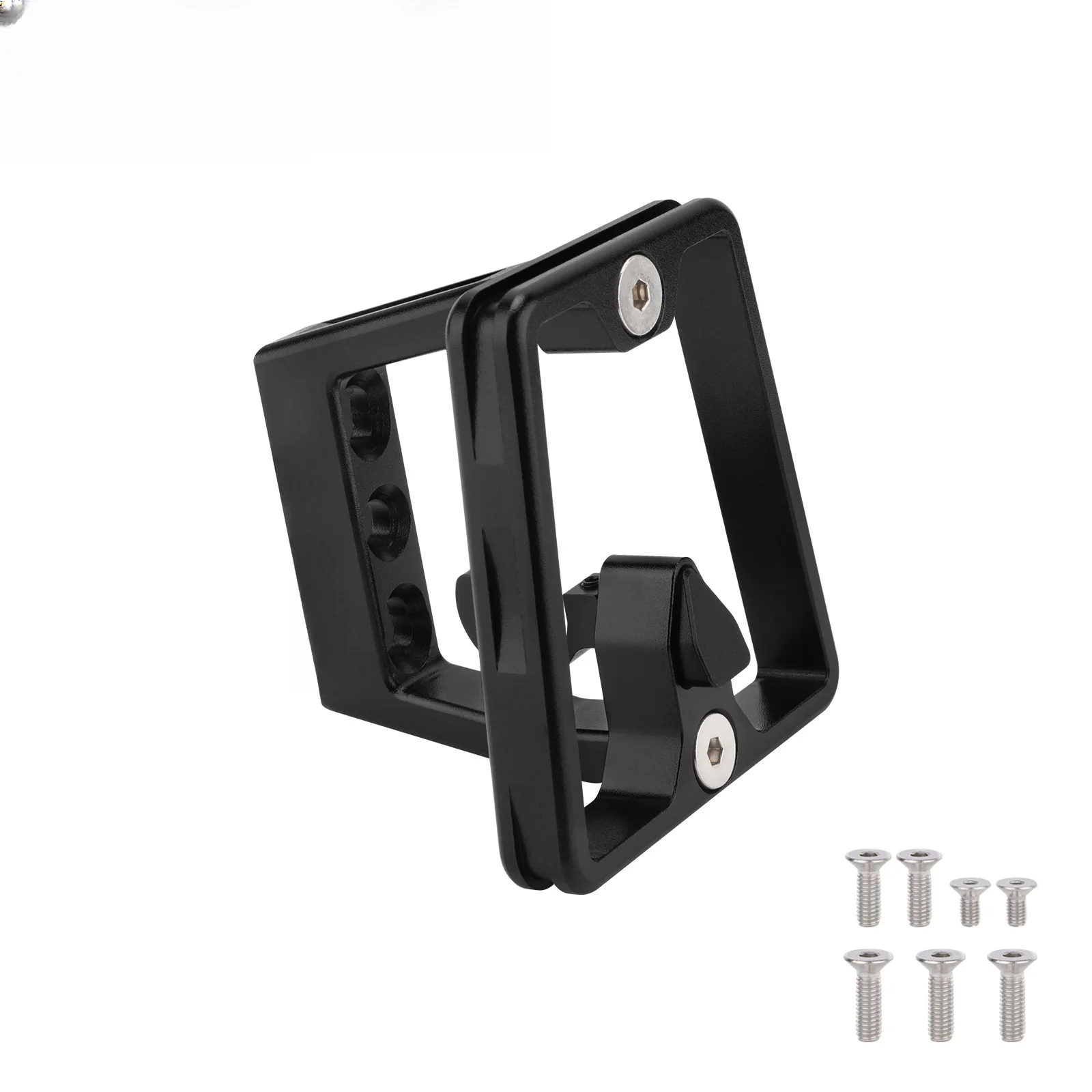3 Hole Front Rack Mount Bracket for Folding Bikes Made of Aluminum Alloy 70x66mm Lightweight Sleek Finish with Screws