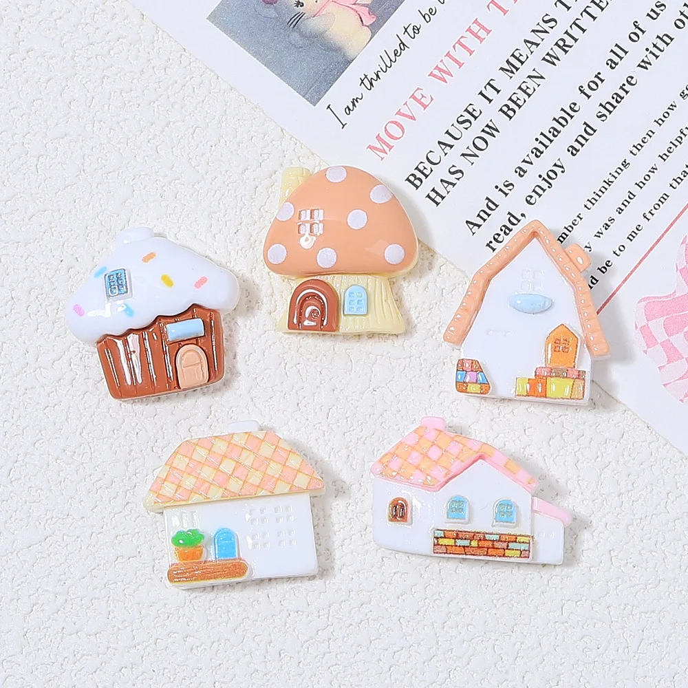 10pcs/lot Simulation House Flatback Resin Craft Diy Decoration Modern Building Statue Crafts doll house accessories